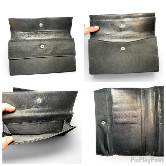 PRADA Saffiano Leather and Nylon Tri-Fold Wallet - Black - Picture 13 of 15